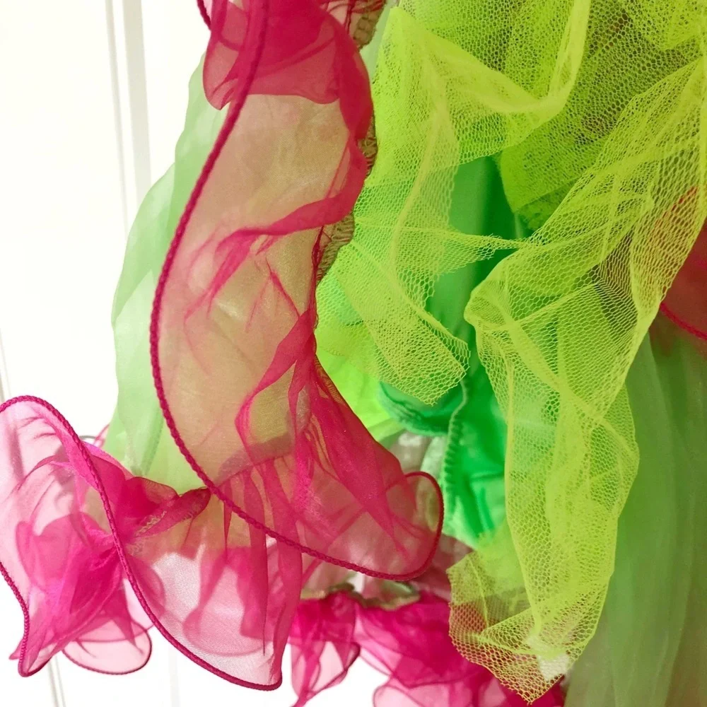 Glamour Fuchsia and Lime Sequin Dance Costume Dress Tutu Ballet Jazz SC Small - Picture 3 of 5
